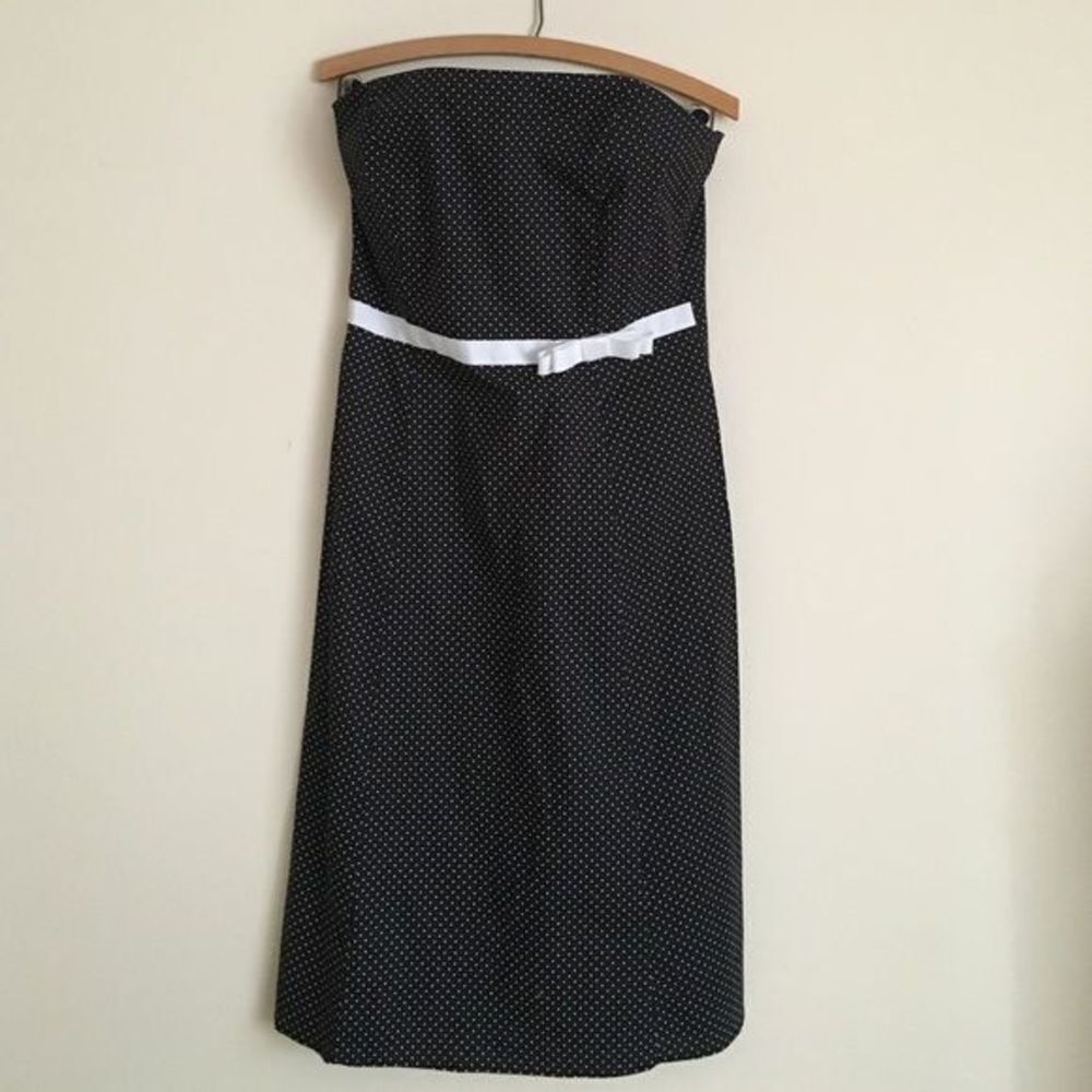 Ruby Rox 11 strapless black white polkadot dress